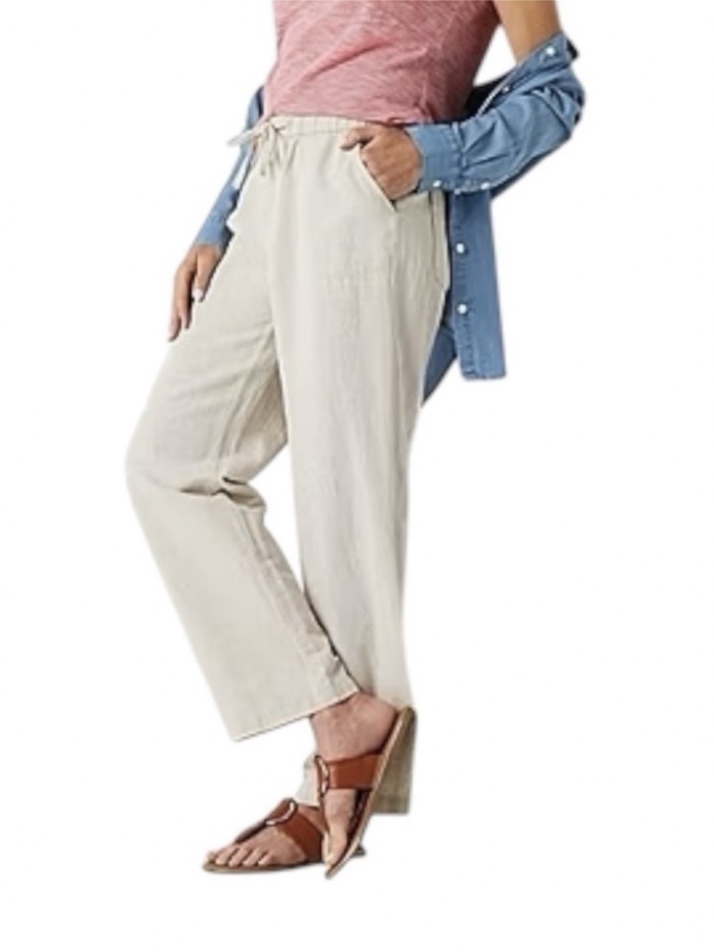 NWT (Liz Claiborne)Cream Linen Blend Drawstring Waist
Wide Leg Pants Size XL - Picture 5 of 17